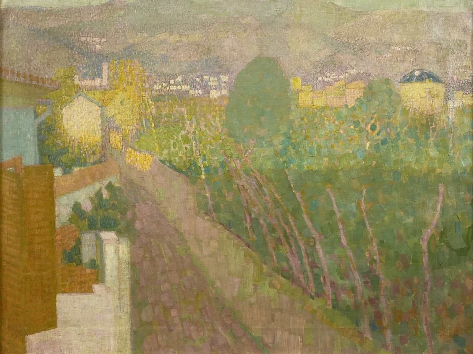 EXCEPTIONAL c. 1910 Carl Schmitz-Pleis Neo-Impressionist Florence Landscape Oil