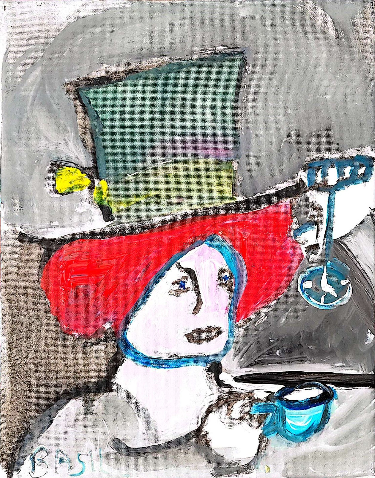 Mad Hatter At Tea Time Neo Expressionism Original Artwork on Canvas 11×14