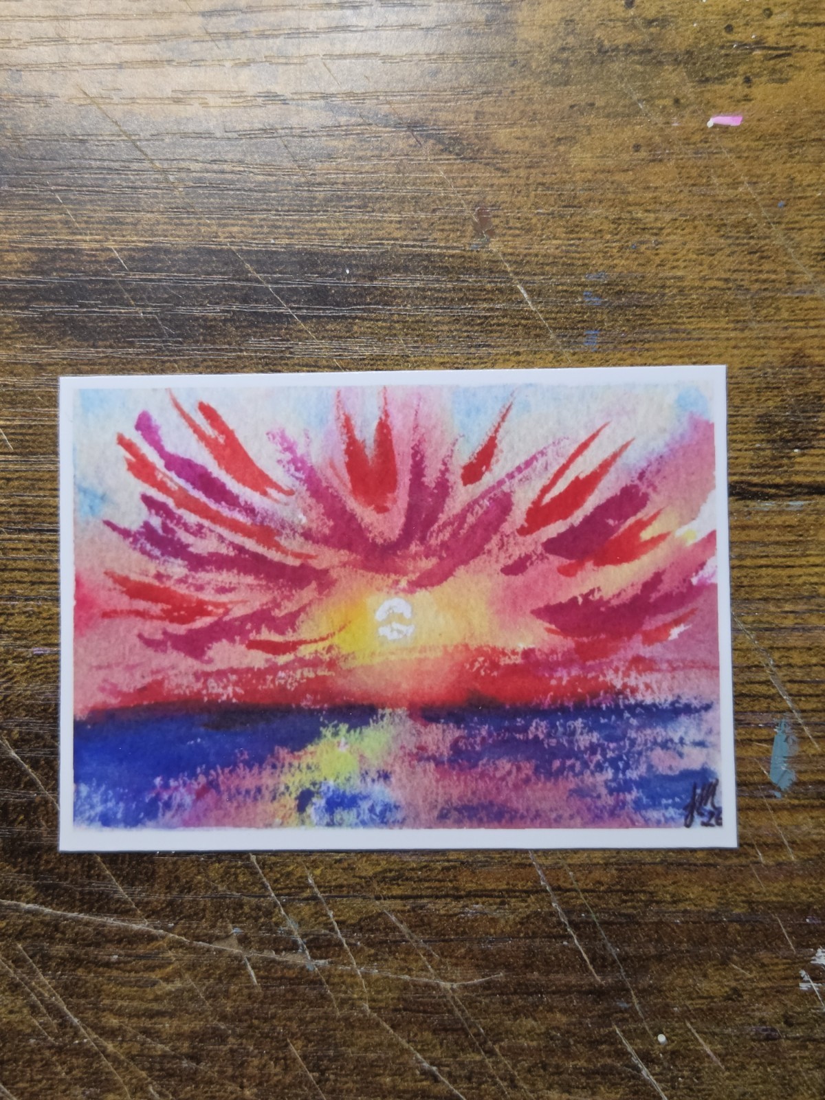 ACEO *Art Print of Original painting Beautiful Sunset 2.5×3.5 inches Watercolor