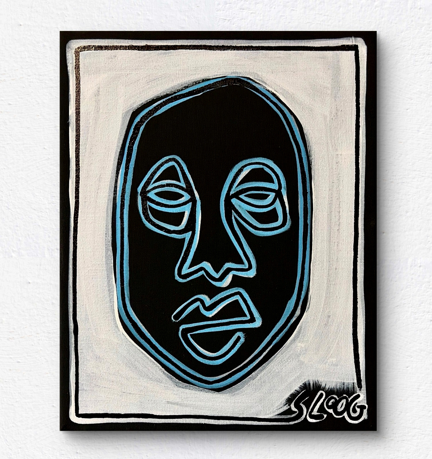 SLOOG Original Art Mask Modern Expressionism Painting on Canvas 8×10 Face