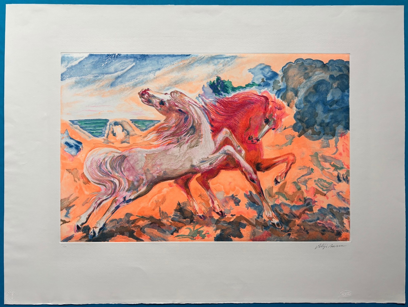 Aligi Sassu Signed Untitled Original Lithograph Limited Edition