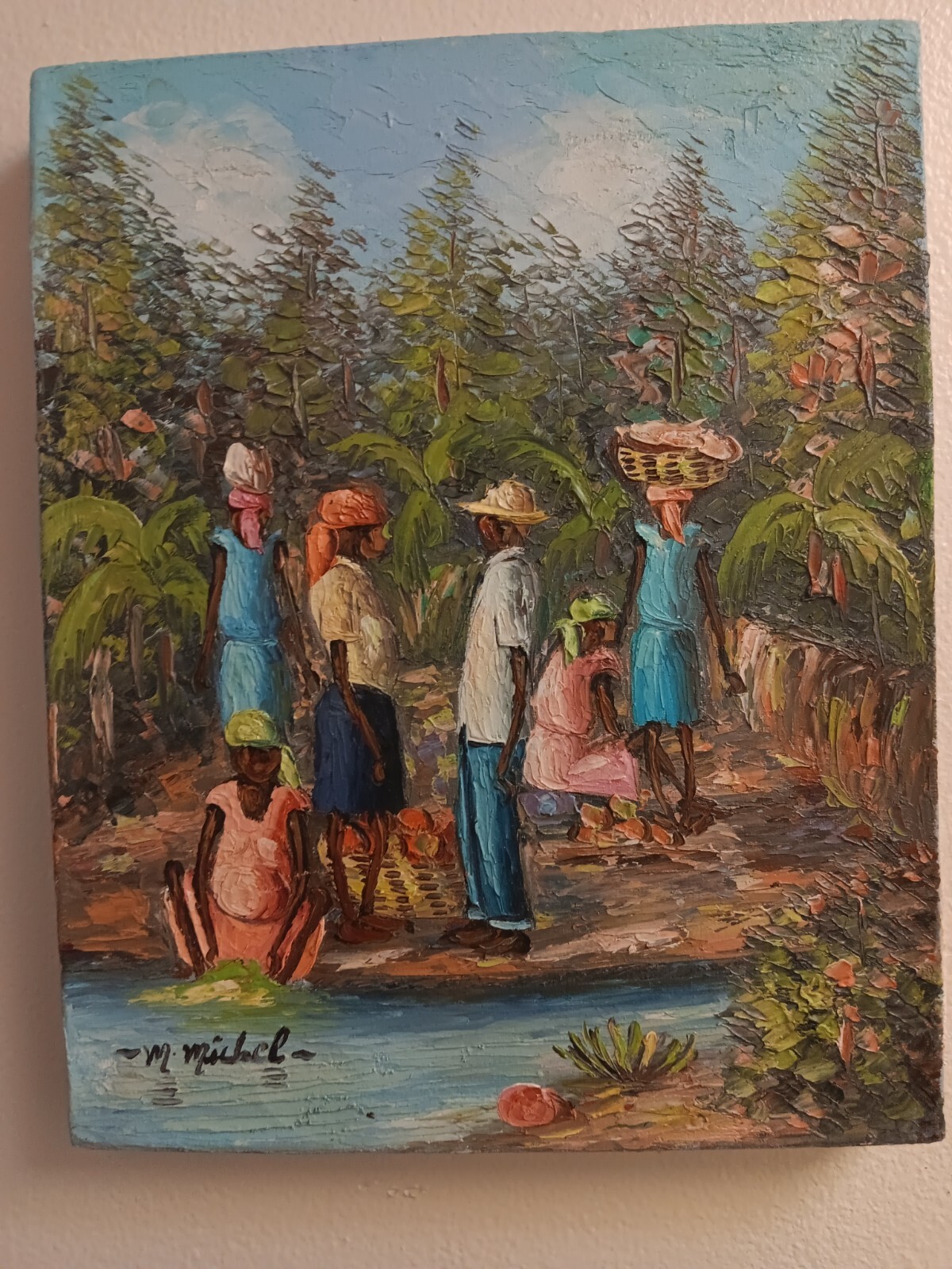 Haitian Oil Paintings Canvas Countryside-Market Place by Micheline Michel