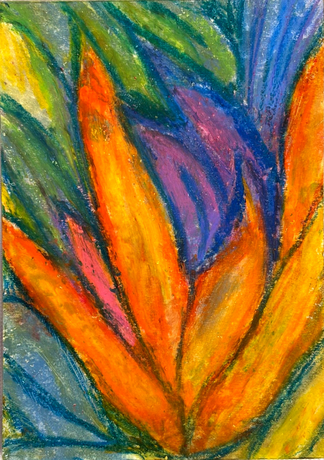 «ACEO Original Abstract Floral Mixed Media Art Card 2.5 x 3.5» Tropical Radiance