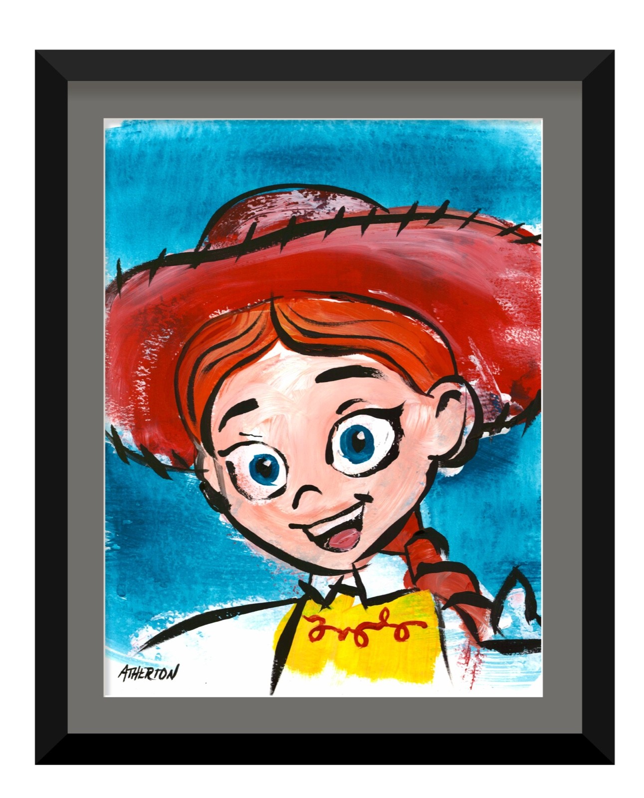 Atherton 9×12 Original Pop Art Toy Story Character Painting «Jessie Cowgirl»