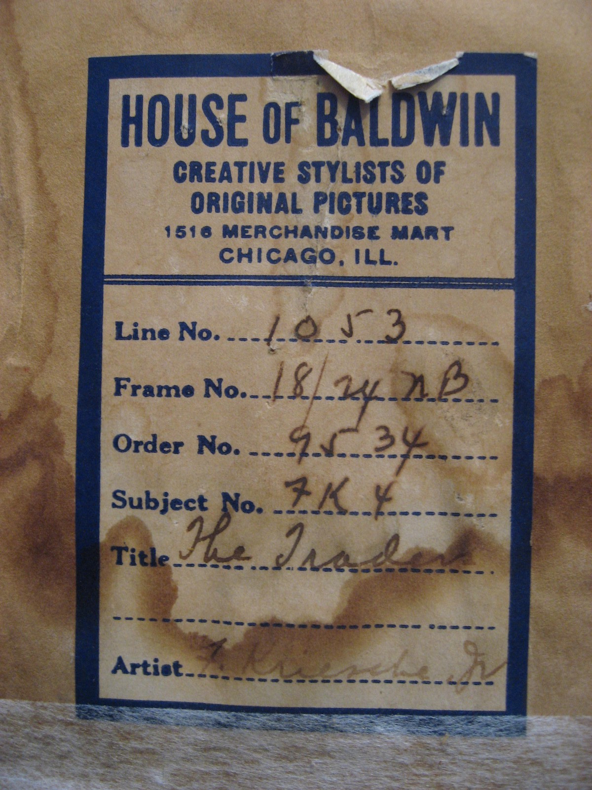 Vtg Frank Kriesche Jr. House of Baldwin Watercolor The Traders about 24″T x 18″W