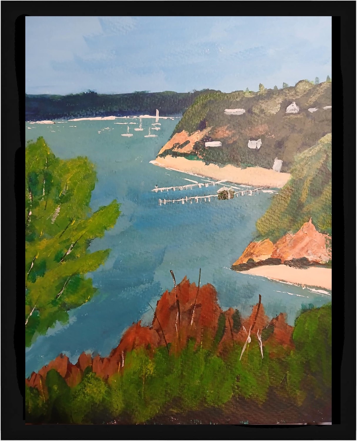Impressionistic 11×14 Sorento, Australia Seascape Original Acrylic Art Painting