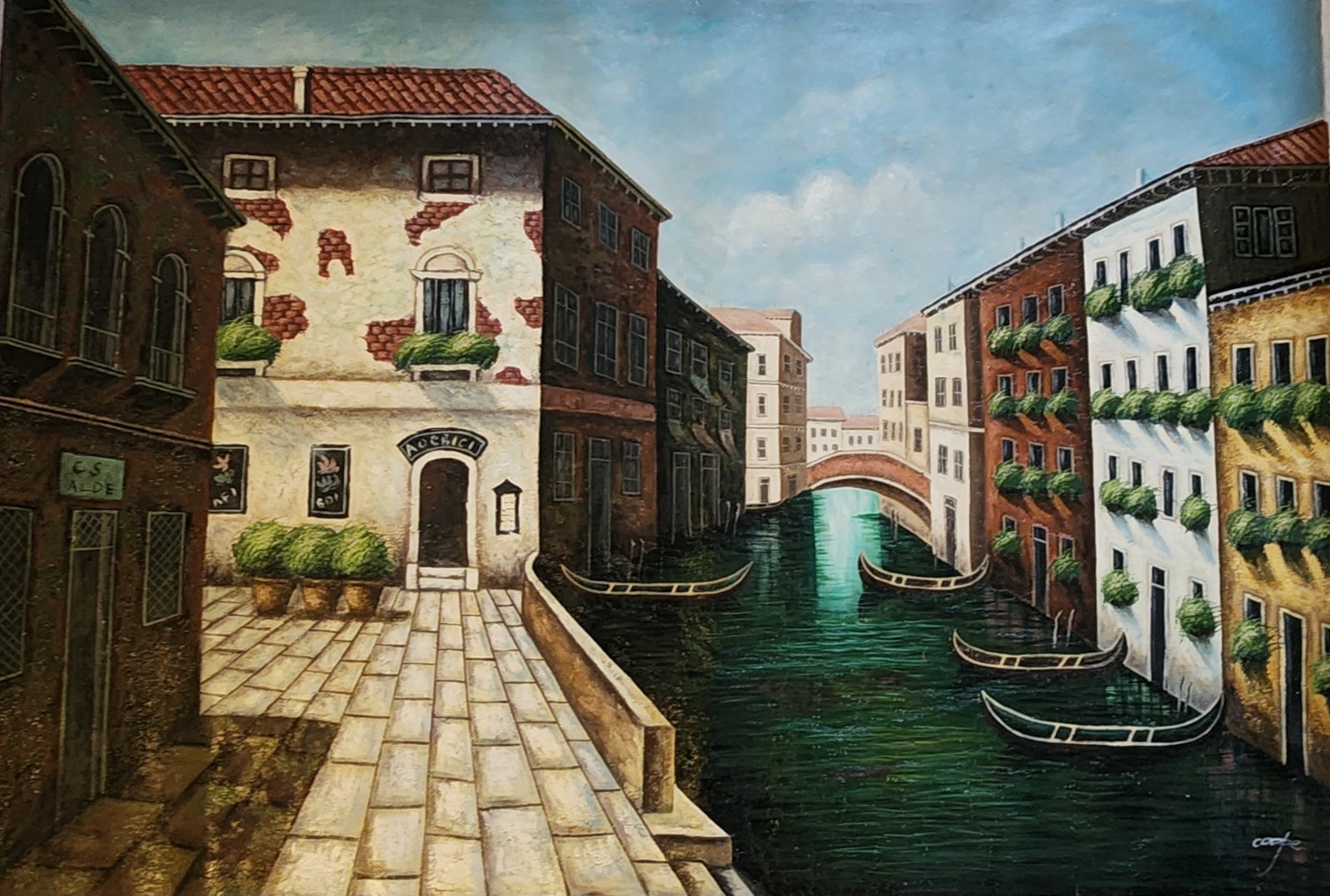 Oil Painting Art Handmade on Canvas Venice Landscape 48″x72″