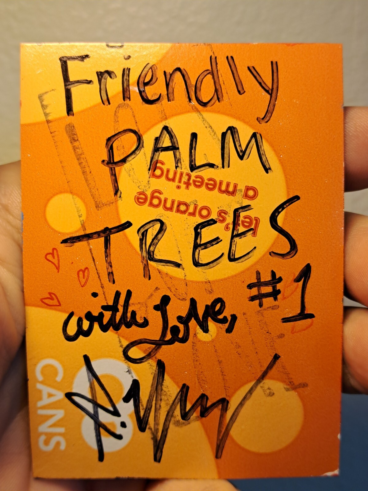 Tropical orange acrylic ink «Friendly Palms» aceo artcard Limited 1/1 Signed