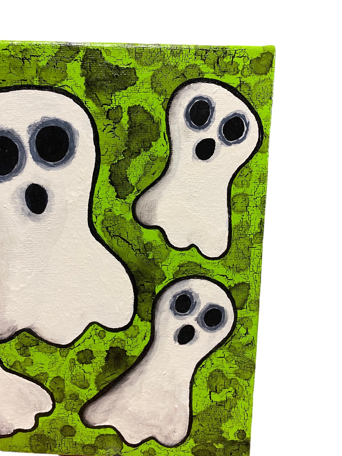 Halloween Green Haunted Ghosts Original painting Canvas Dark Art Gothic Horror