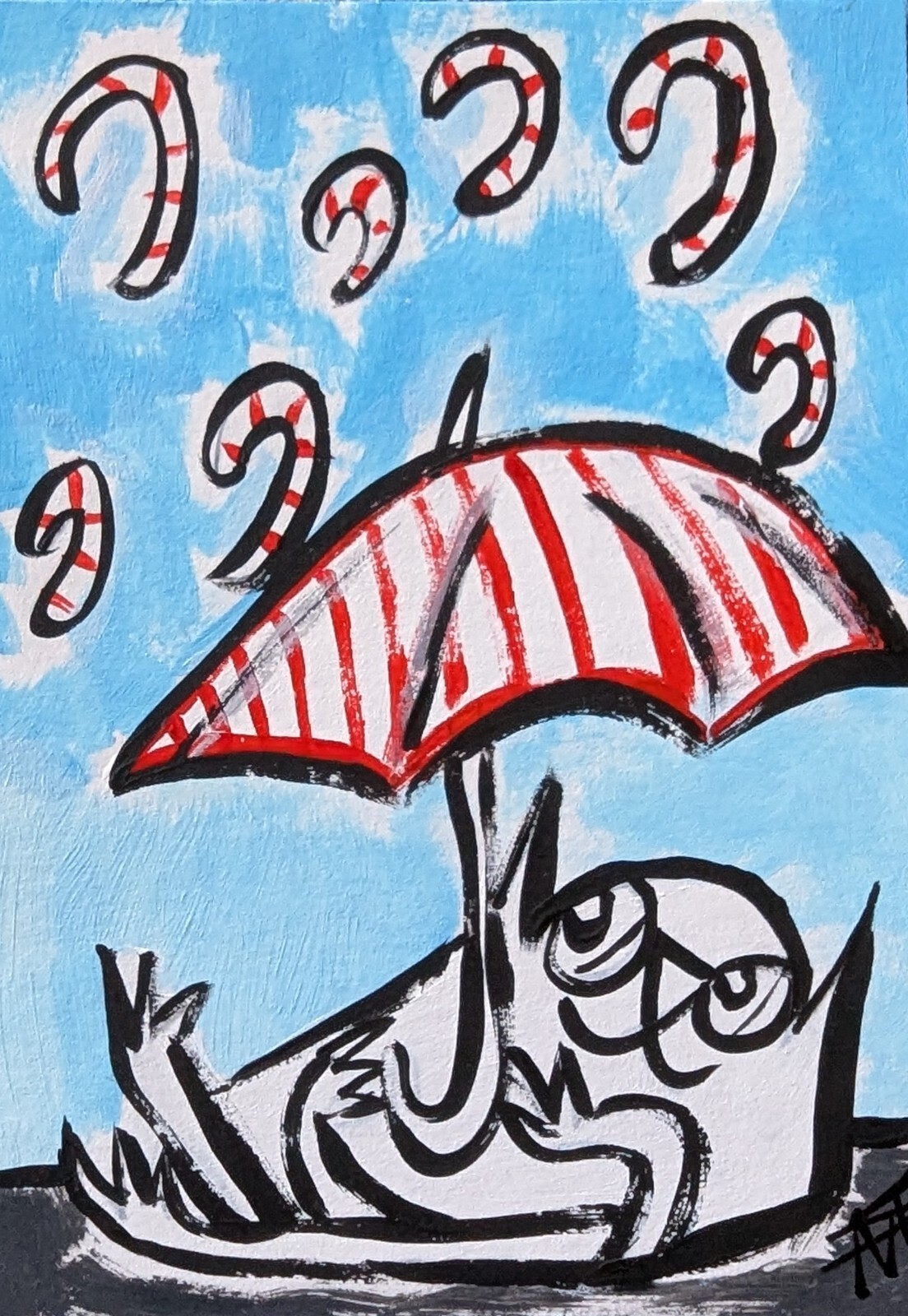 Original ACEO Cat Painting Collectible Holiday Art Samantha McLean (2.5 x 3.5)
