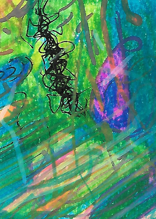 ACEO ATC CARD «Space Laser» REASOR Original Abstract Painting 2.5×3.5