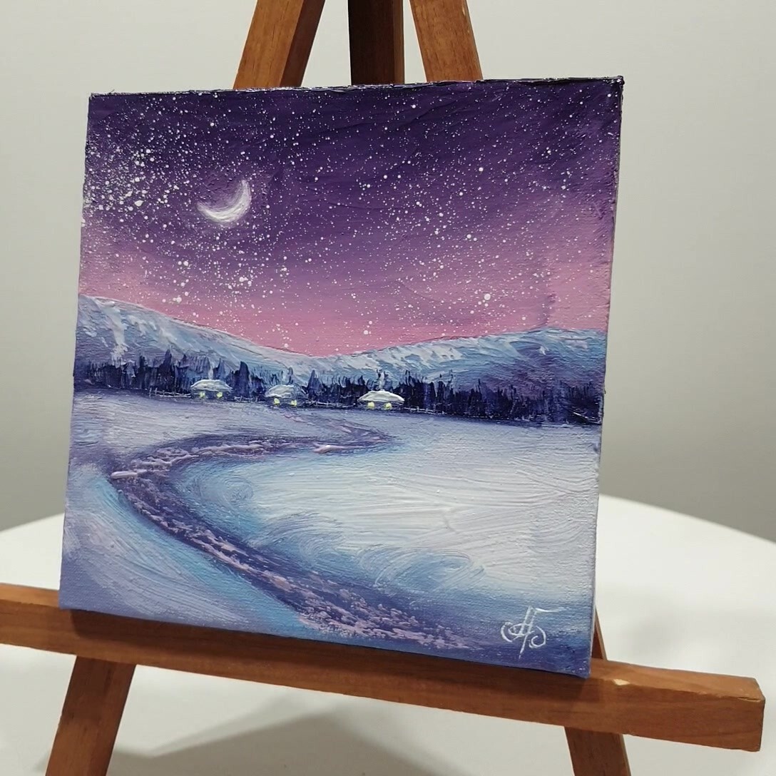 Ukraine Artist Original Winter Landscape Painting Wall Art Decor Gift Signed