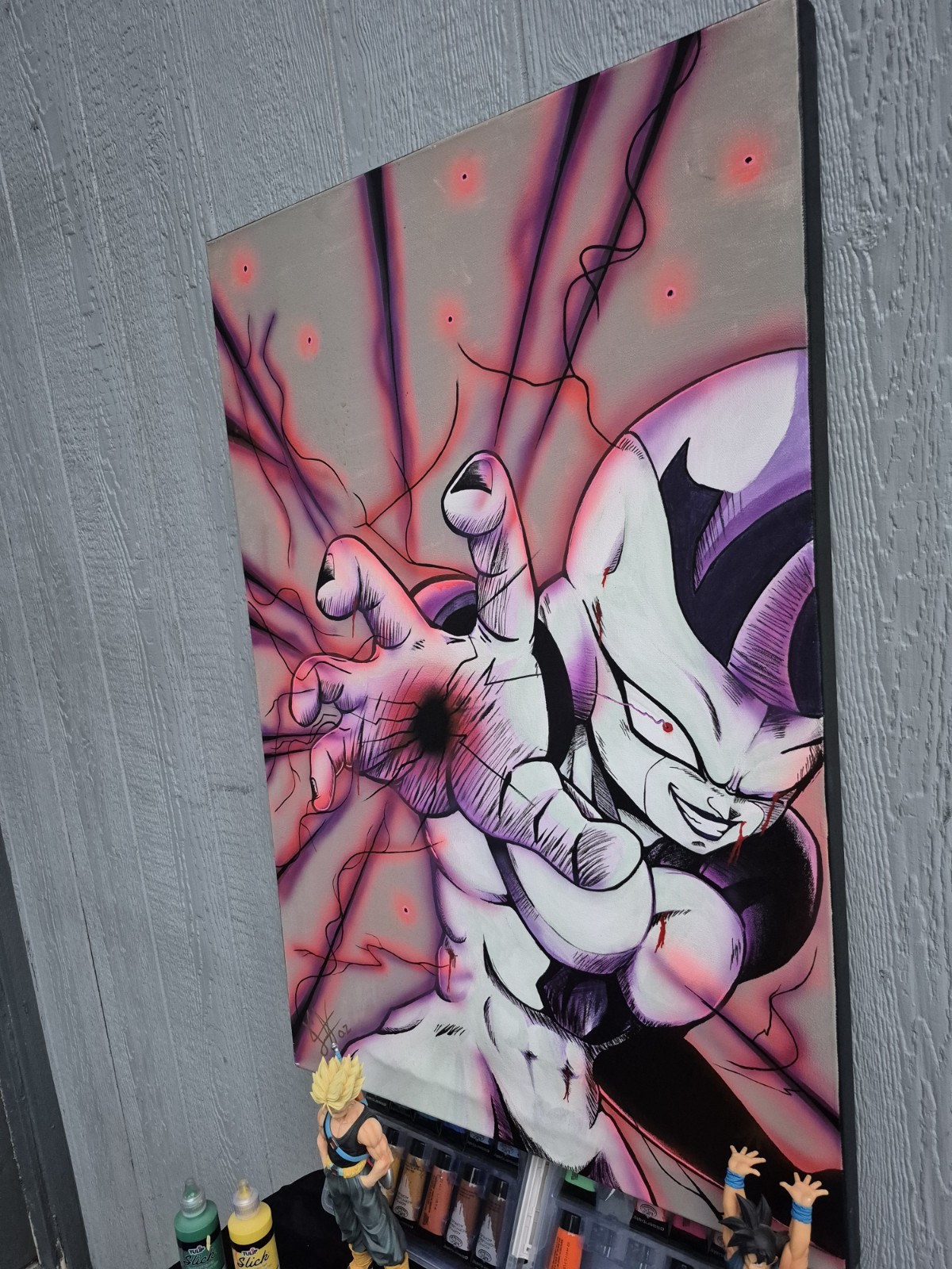 Frieza Anime Cartoon Pop Art Original Acrylic Painting on Canvas by o.z 24×36 in