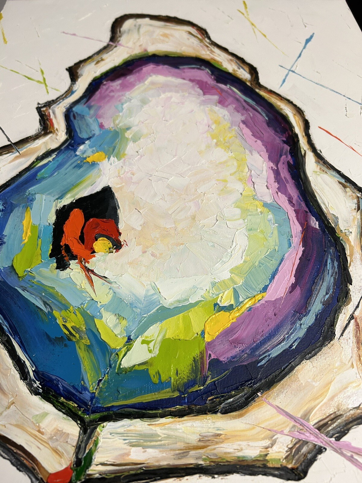 Impressionism Original Hand Painted Impasto Oil Painting Oyster 16×20 Signed