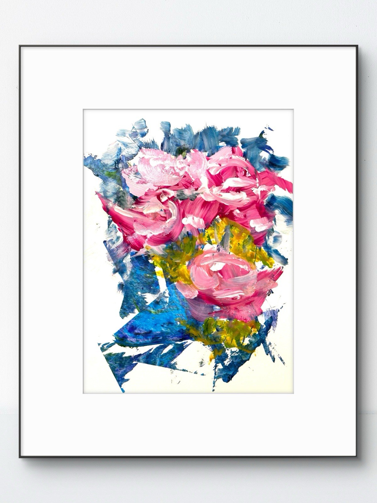 Original Abstract Flowers Expressive 9×12 Paper Handmade Signed Wall Decor 27