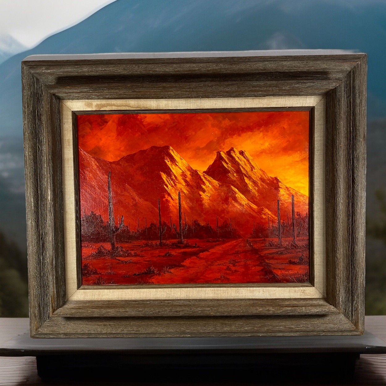 E.Alan Smith Original Oil on Canvas. “The Sun Has Set” Southwest US Arizona