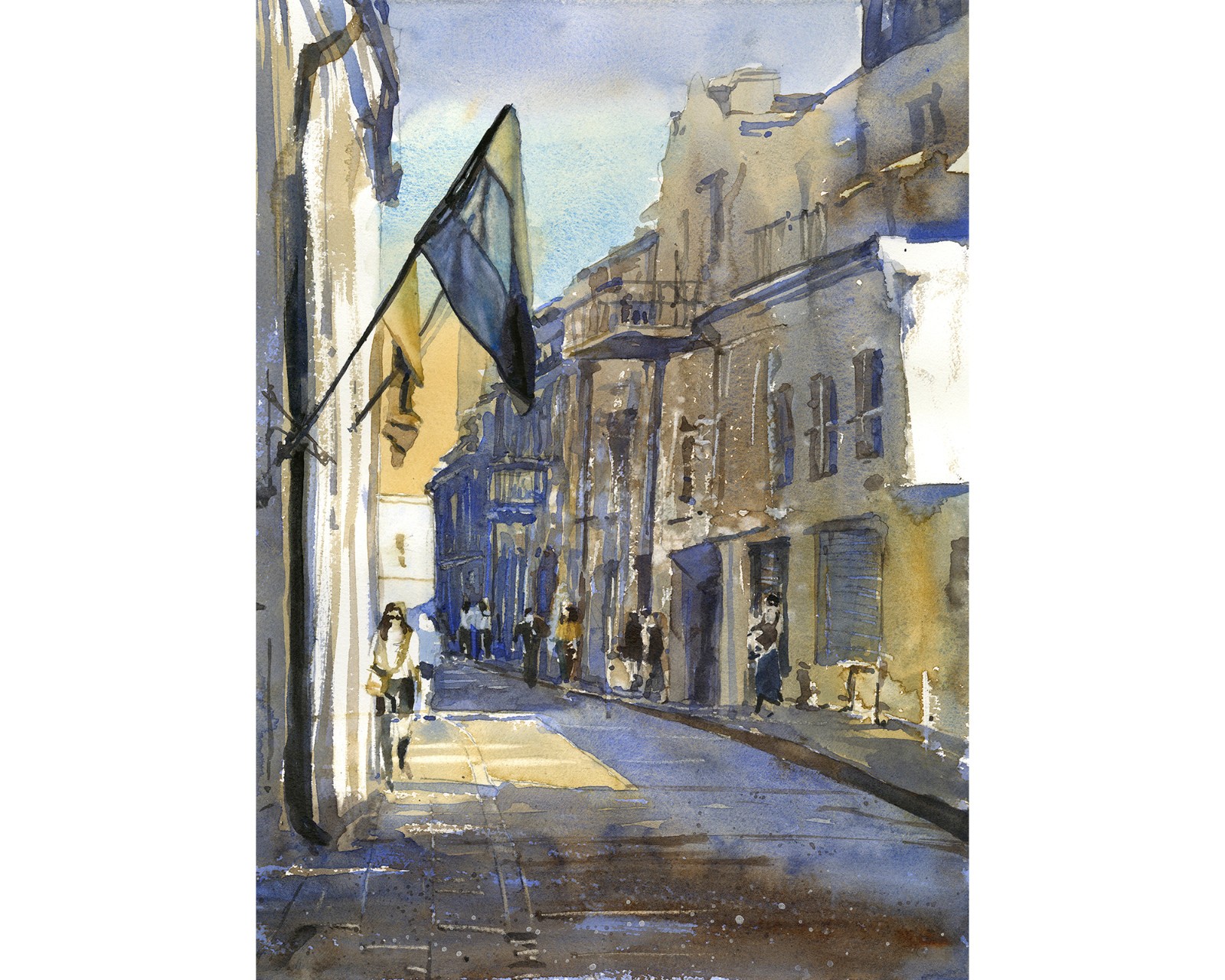 Vilnius Cathedral colorful watercolor painting Lithuania cityscape art for house