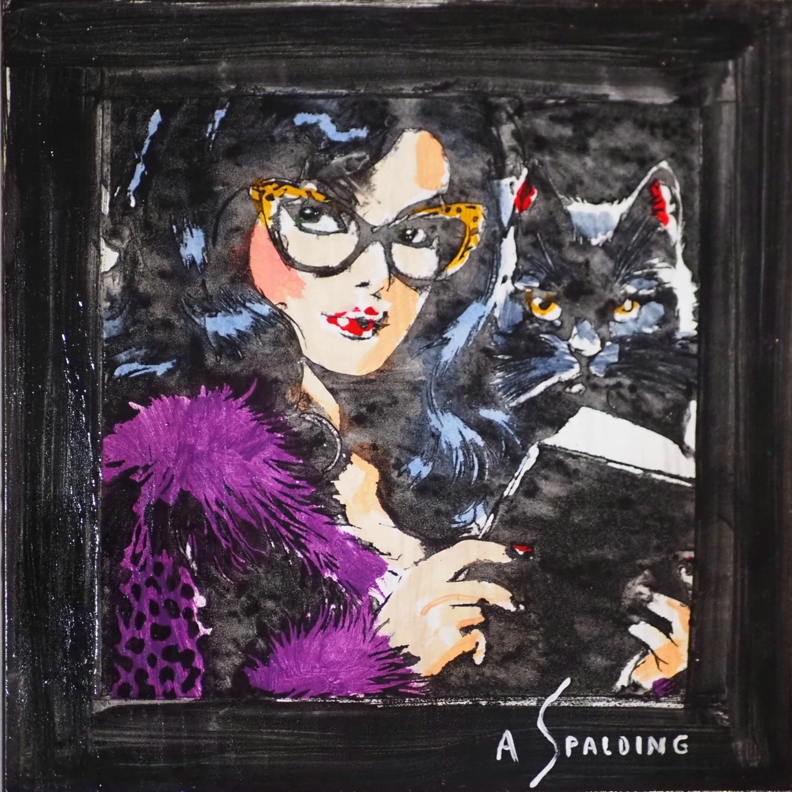Alex Spalding Mandy Wild Side Original Unframed Painting Gessoboard Signed 8×8
