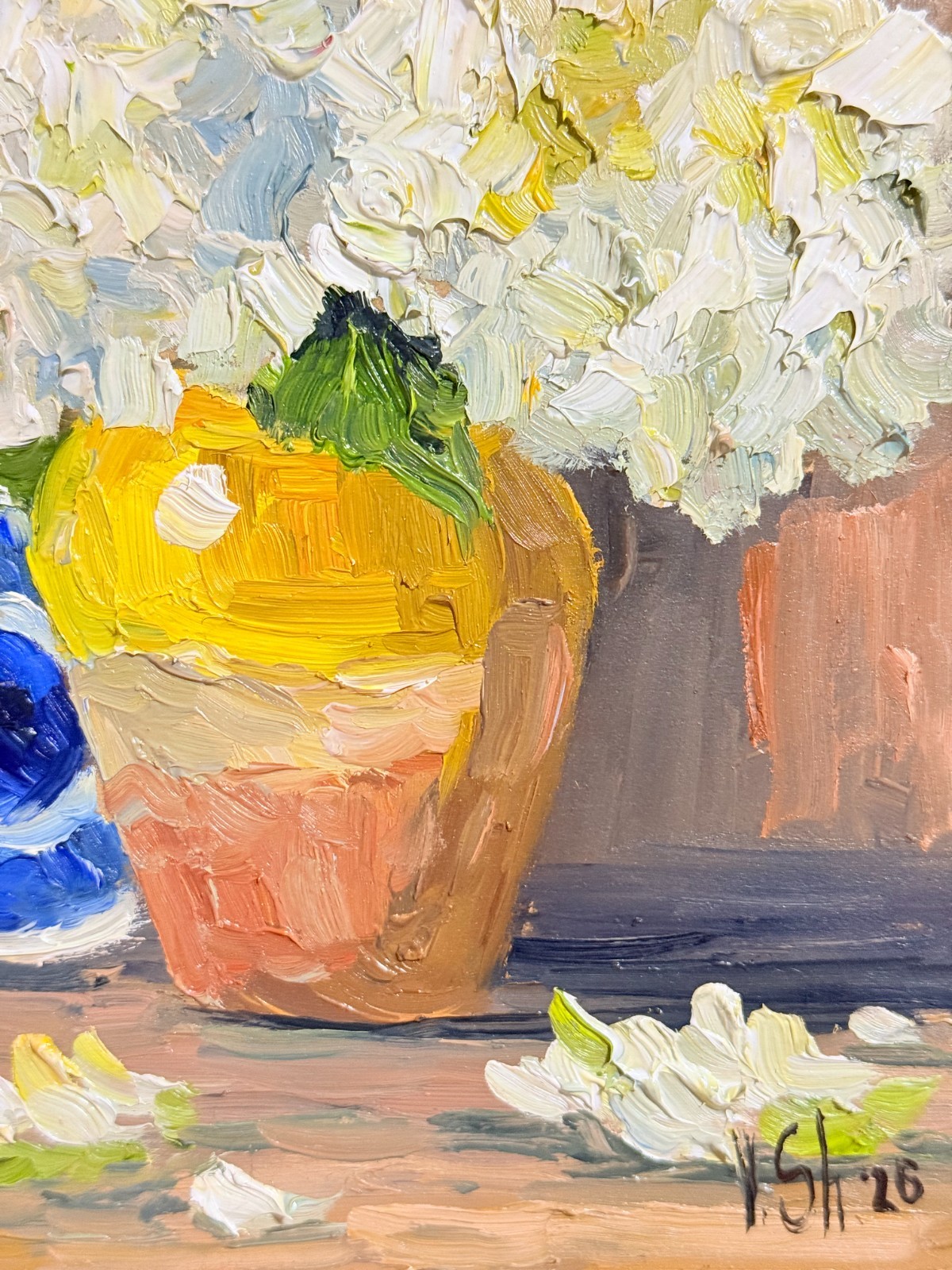 Hydrangea Painting Floral Original Art Impasto Oil Painting Flower Still Life
