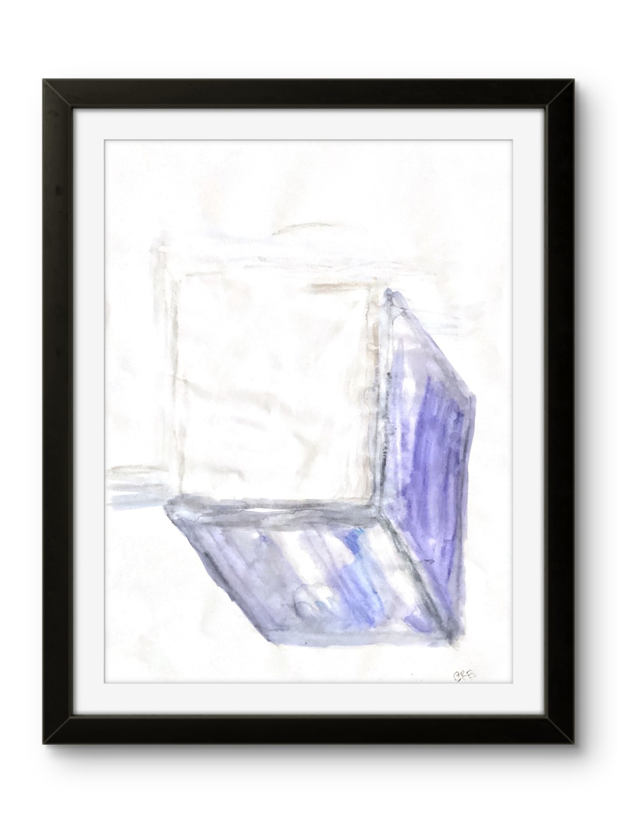 Color Block Blue Square 3 of 4 Geometric Abstract Bold Shape 11×14 Paper
