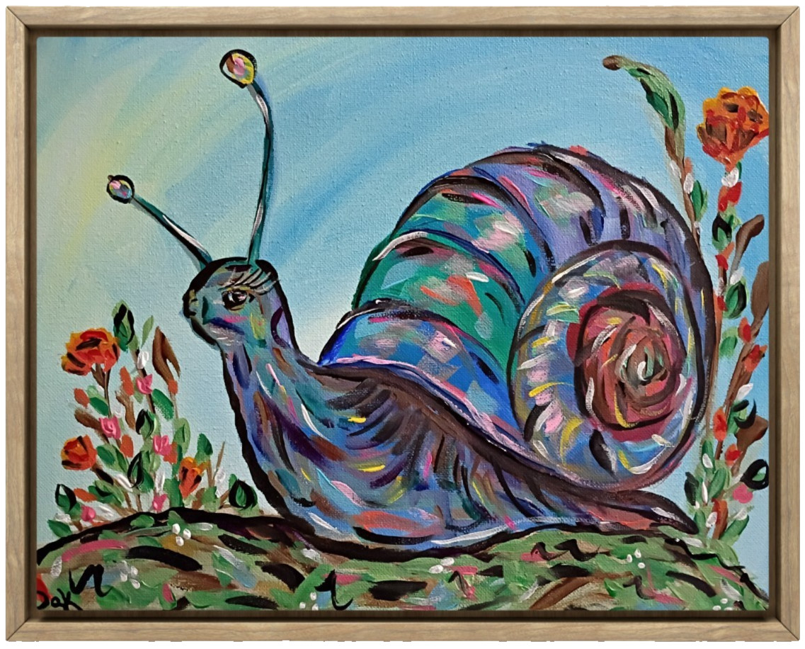 Colorful Snail 11×14 Canvas Original Art Expressionism Abstract Bold Color Kids