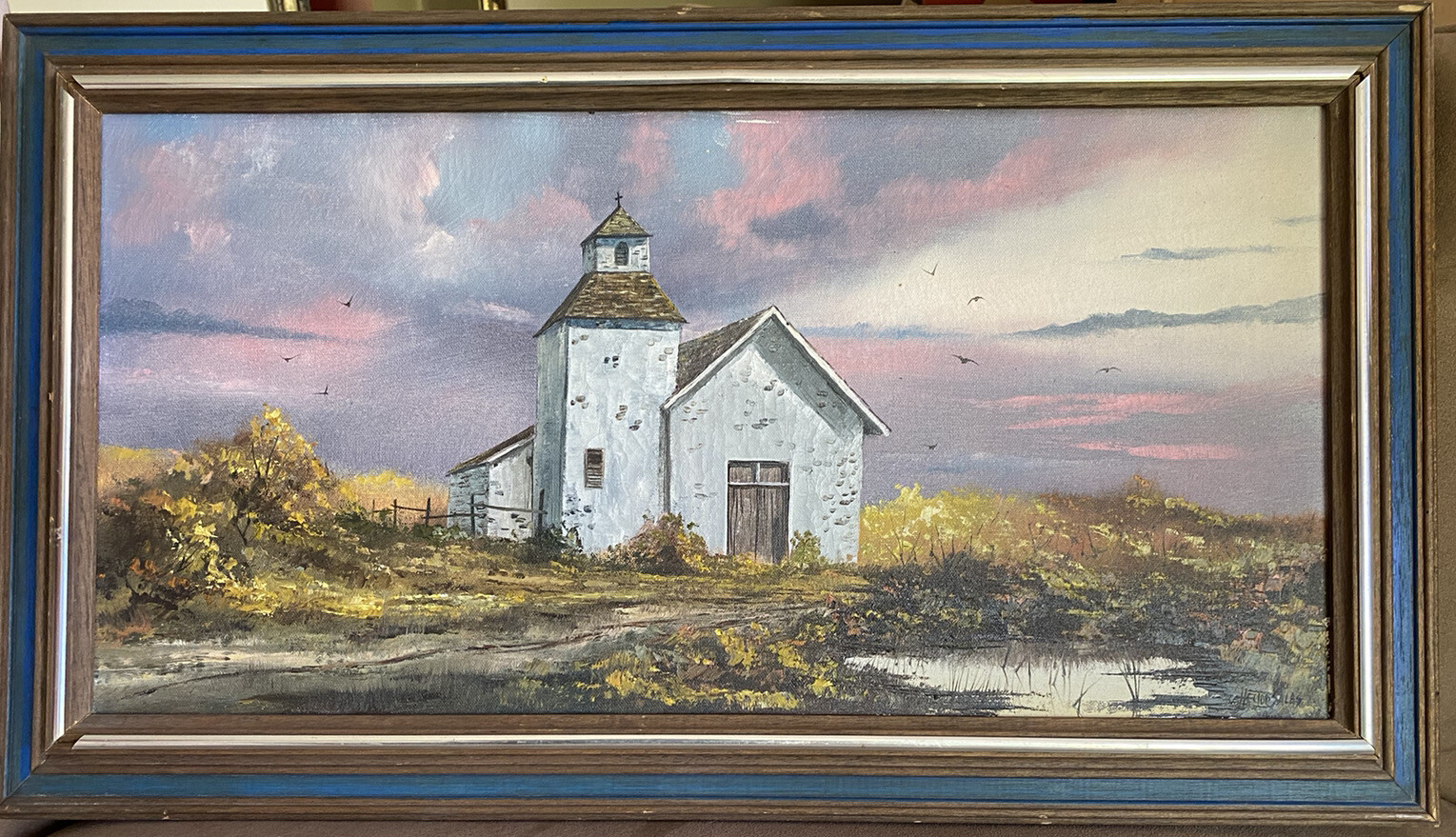 Hector Salas Oil On Canvas – White. House- 27 1/2” L X 16”w