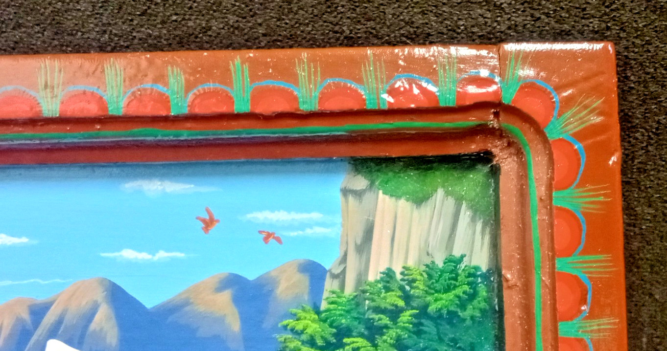 Alfredo Toaquiza Signed Original Tigua Ecuador Folk Art Painting on Sheepskin
