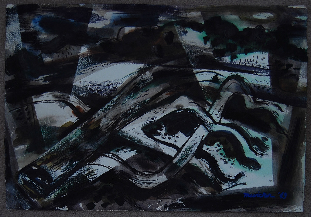 JJ McVicker «Cimarron Driftwood» ’49 Oklahoma Regionalist / Modernist Watercolor