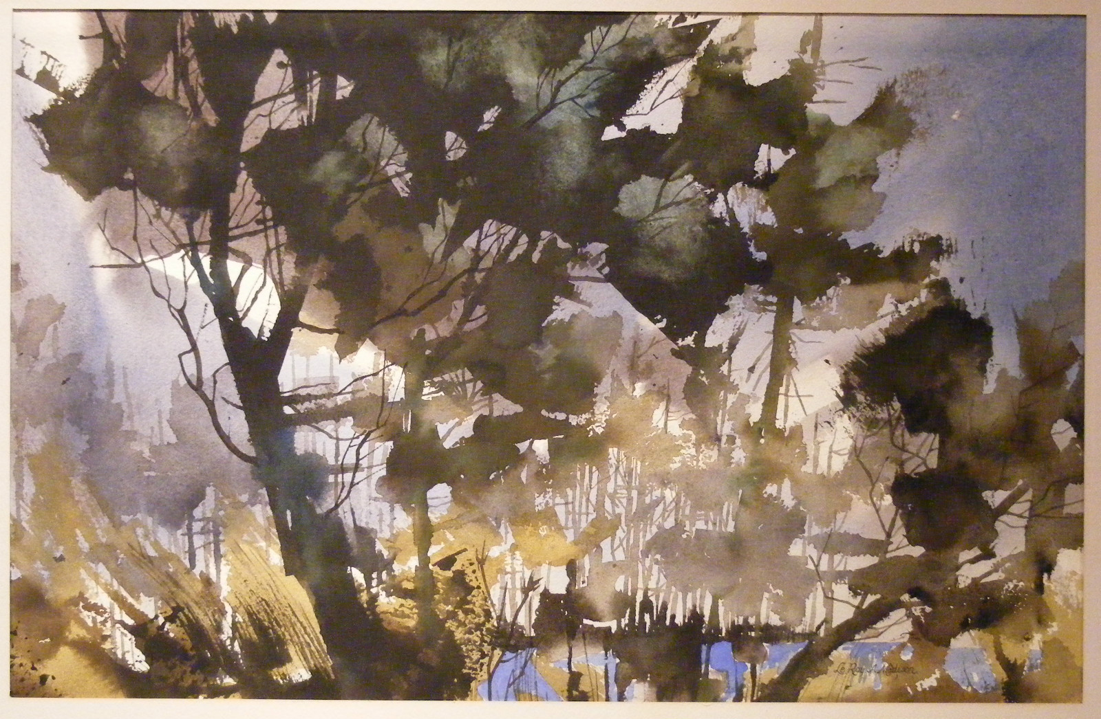 Leroy Madison c.1980 abstract landscape watercolor painting Potsdam NY artist