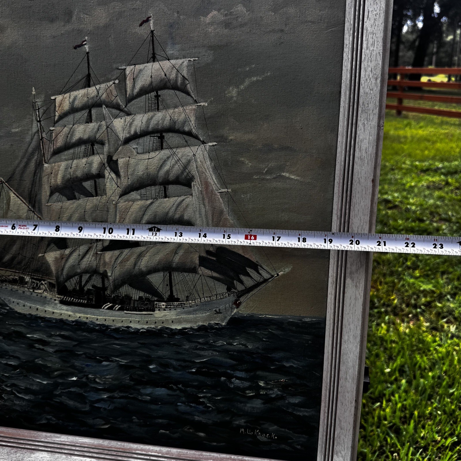 Vintage USCGC Eagle Oil Painting Signed M. L. Kauck Framed Nautical Wall Art