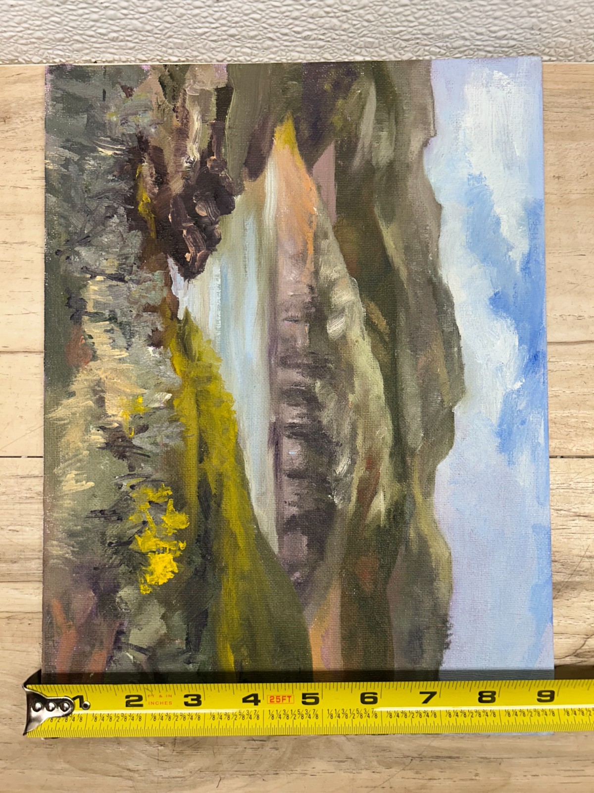 Vtg Authentic Oil Painting Summer Mountain Lake Landscappe Paysage By Mary Wolfe