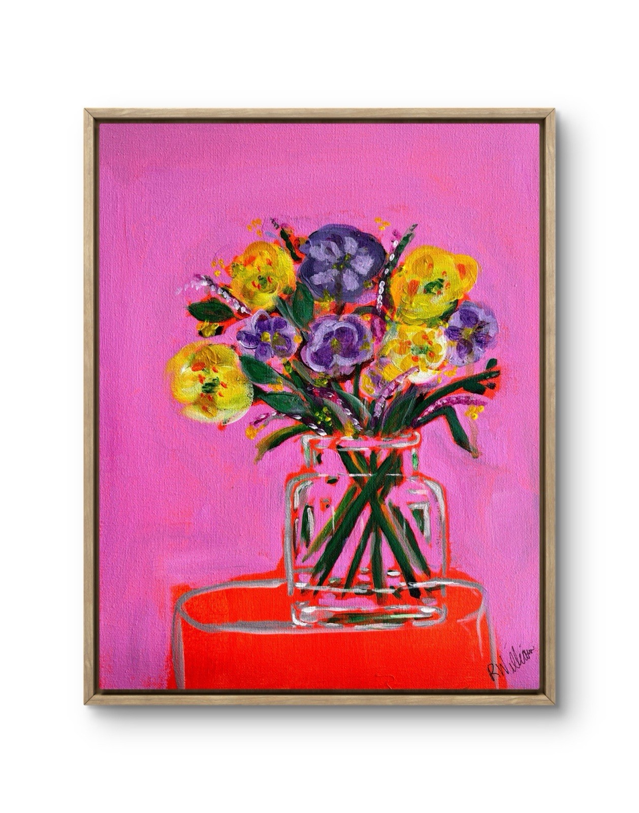 Original Wall Art Signed 11×14 Expressionism Paint Flowers Feminine Brand New