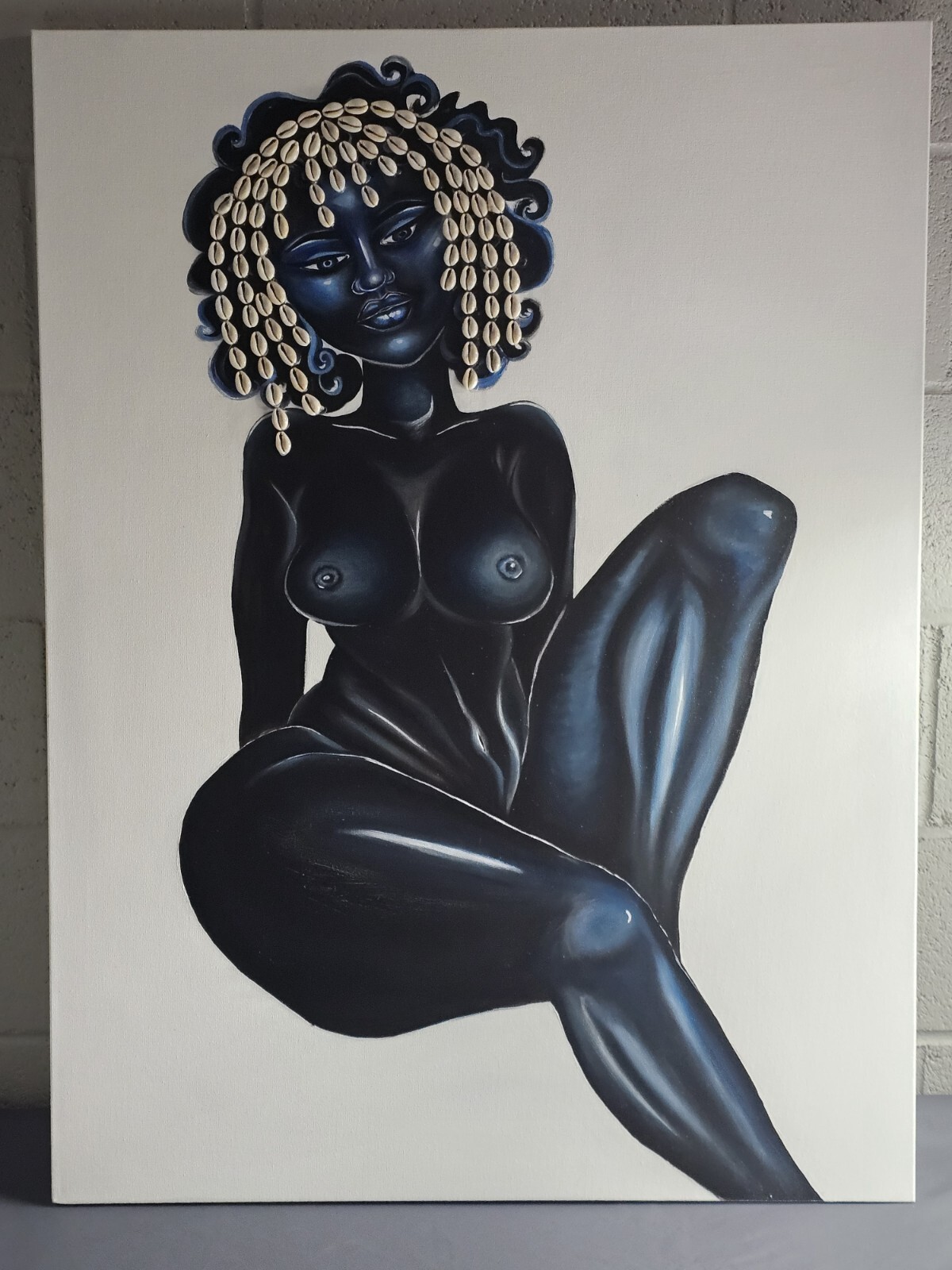 Young African American Girl original oil painting hand painted 40″×30″ Unframed
