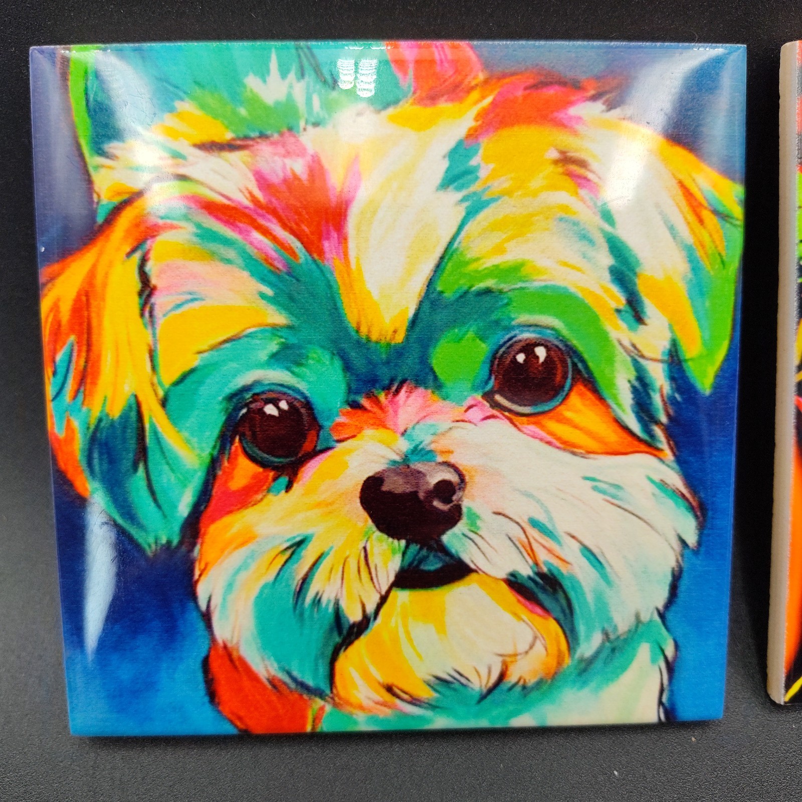 Art Mosaic Painting Dog Cat Pet Orig Portrait Animal Modern Artwork Square Multi