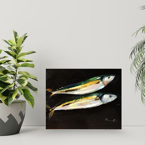 fish stylish modern art Oil painting UKRAINE DEMENKO NATALIA 8X10