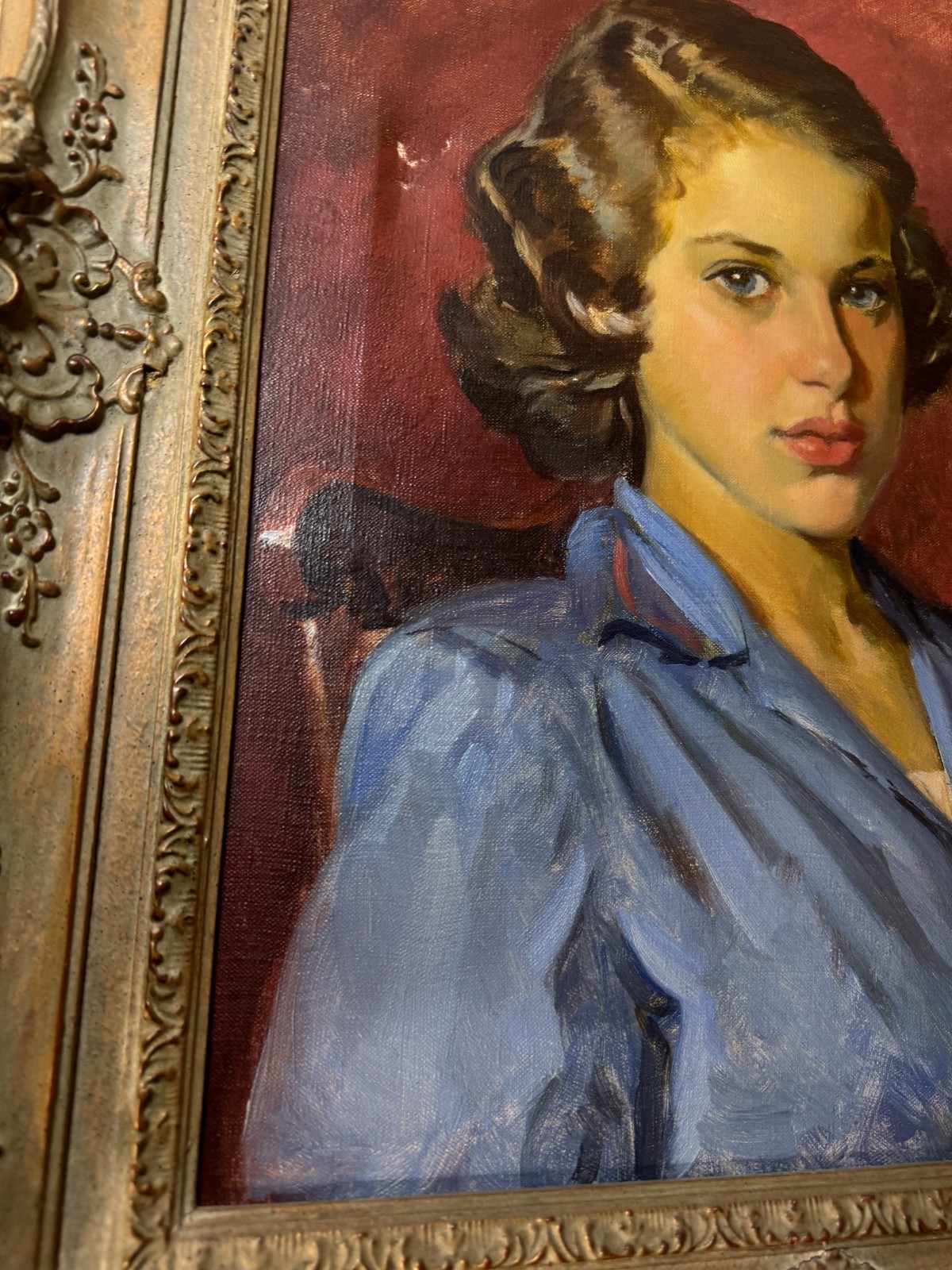 Magnificent Ben Solowey Oil «Portrait Young Woman» 49 Signed Oil Painting-Framed
