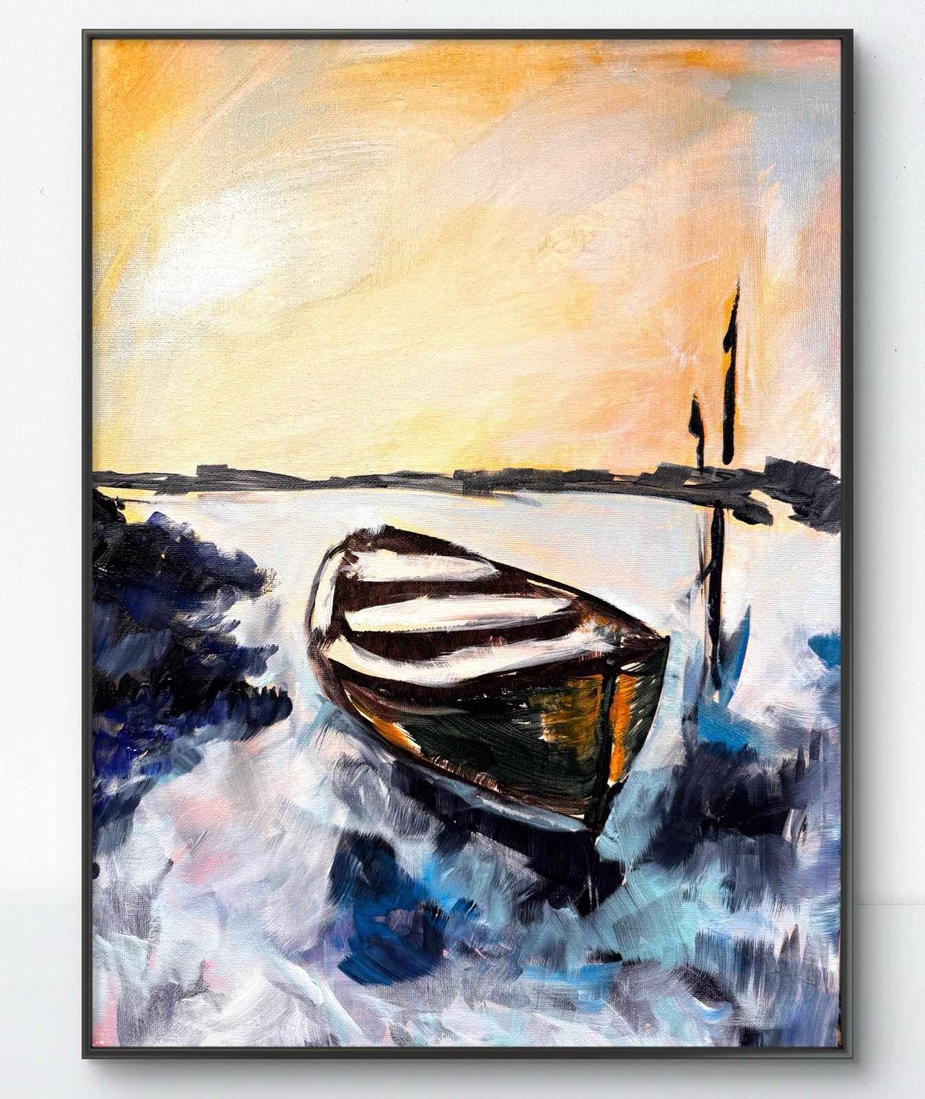 Original Abstract Expressionism 12×16 Moored Handmade Signed Unique Art