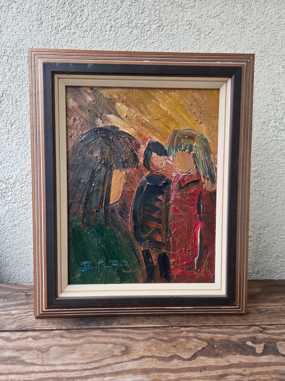 Original Scandinavian Abstract Art, 1970s Oil Painting