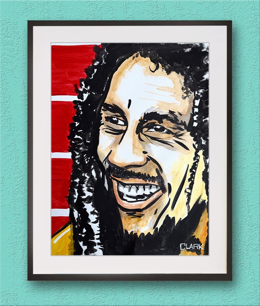 Vibrant Bob Marley Pop Art Acrylic Painting – 16×12″ Canvas Paper