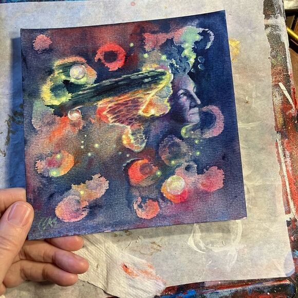 Original Outer Space Painting Angel Art spiritual surrealism artwork Woman USA