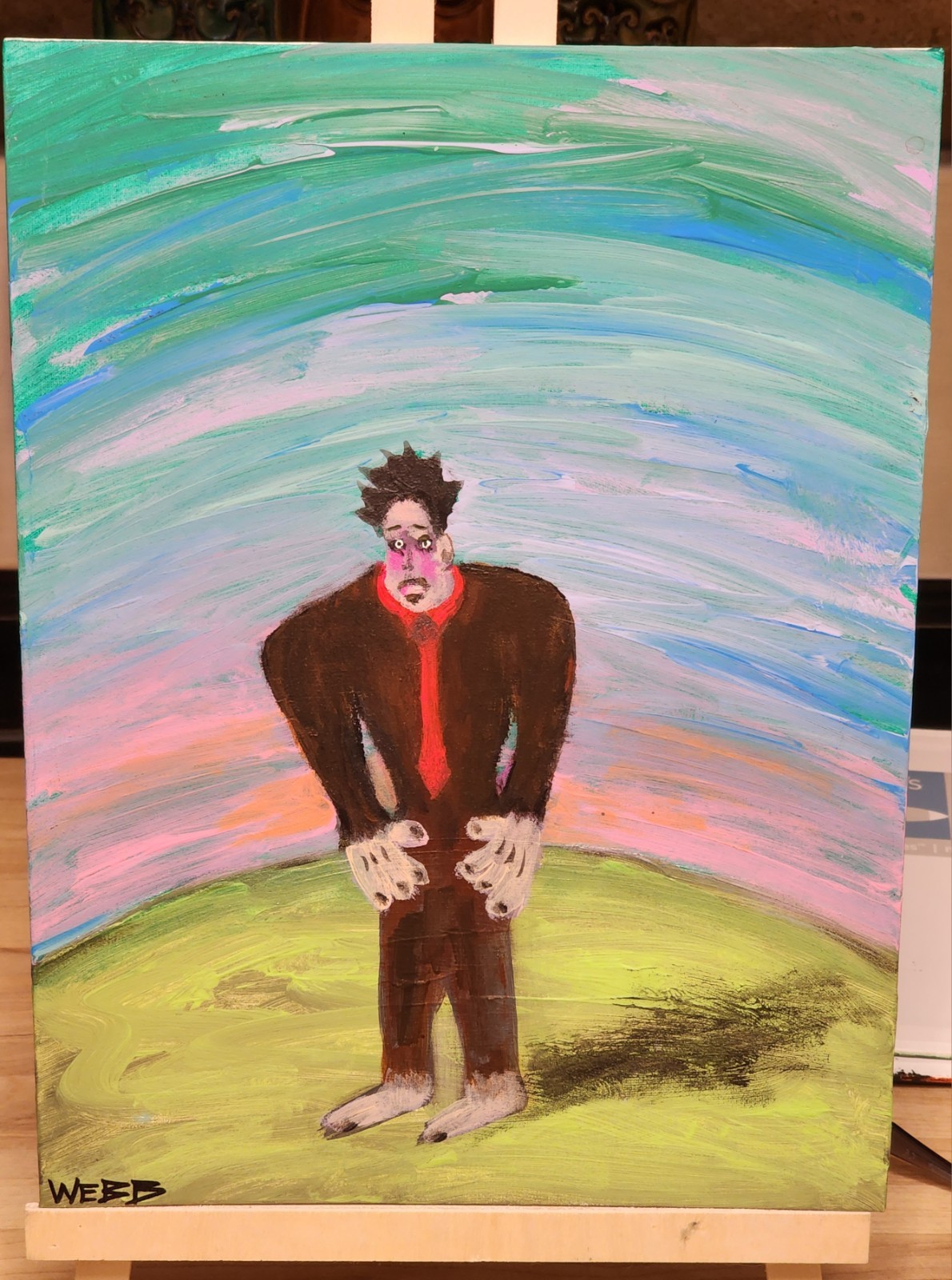 Outsider Punk Art Painting Original Signed WEBB 9×12 OOAK
