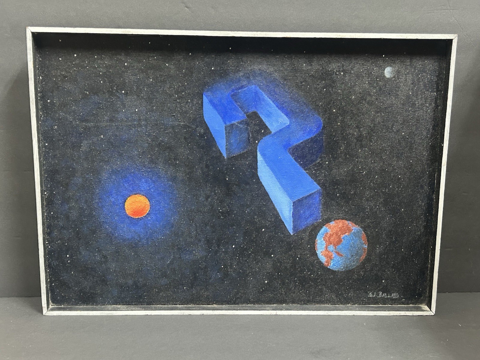 Original Surrealist Space Cosmic Planet Abstract Art Oil Painting Signed