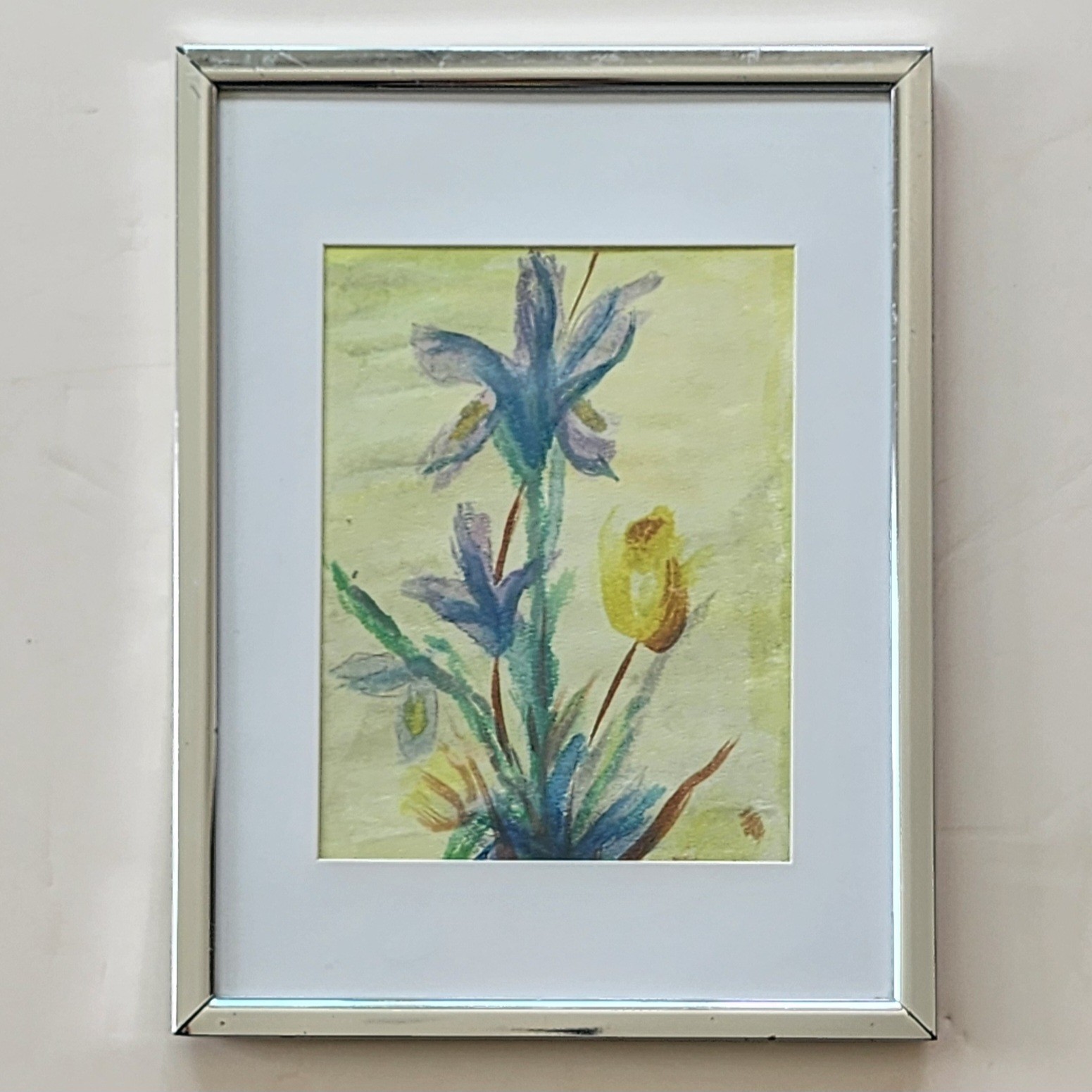 Irene Wadsworth Original Watercolor Painting 16×20 Iris Tulip Signed 1988 Vtg