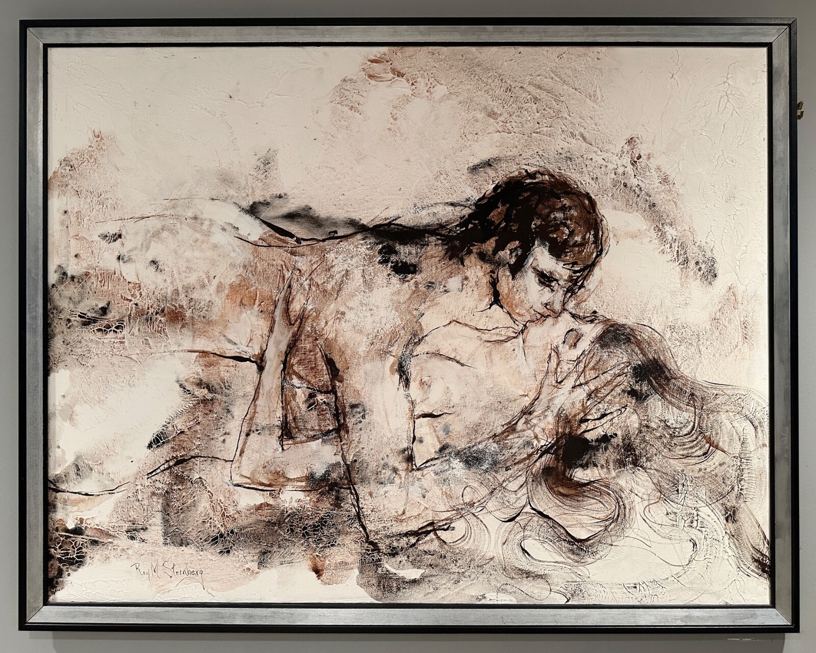 Oil Painting Roy M Steinberg Lovers Man Woman Erotic Kiss Original Art Boudoir