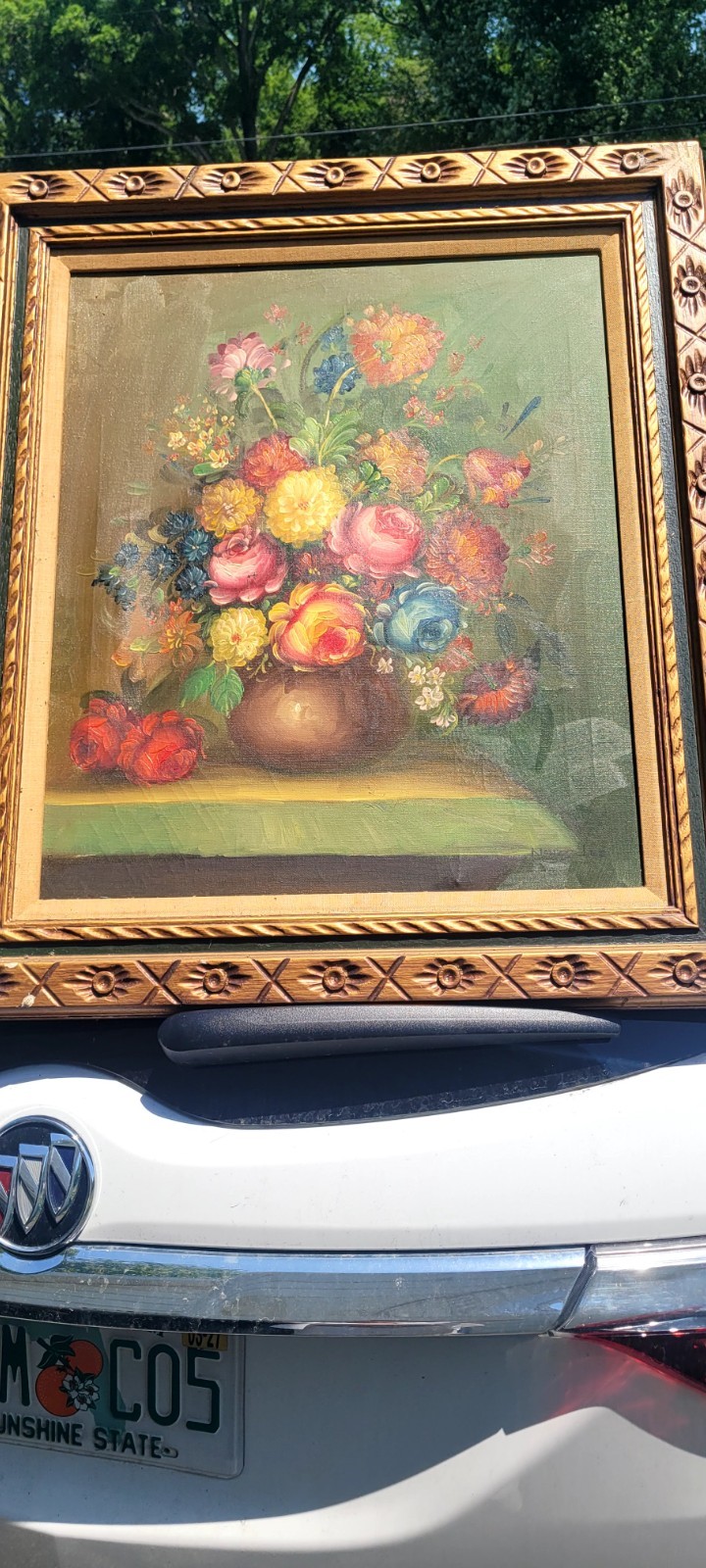Pre-owned Nancy Lee, original wood framed floral oil canvas
