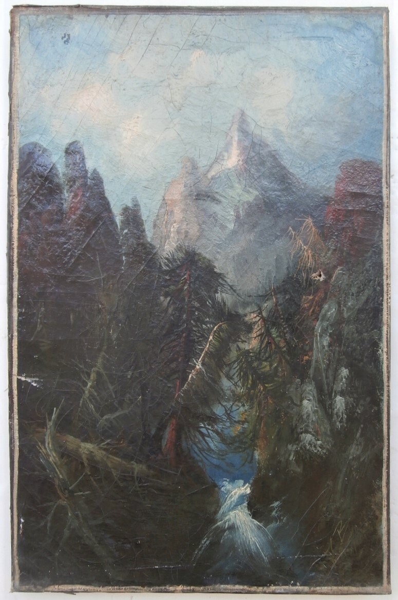 1860s Artist SIGNED «FB» 19th C. PAINTING Frederick Butman ROCKY MOUNTAIN SCHOOL