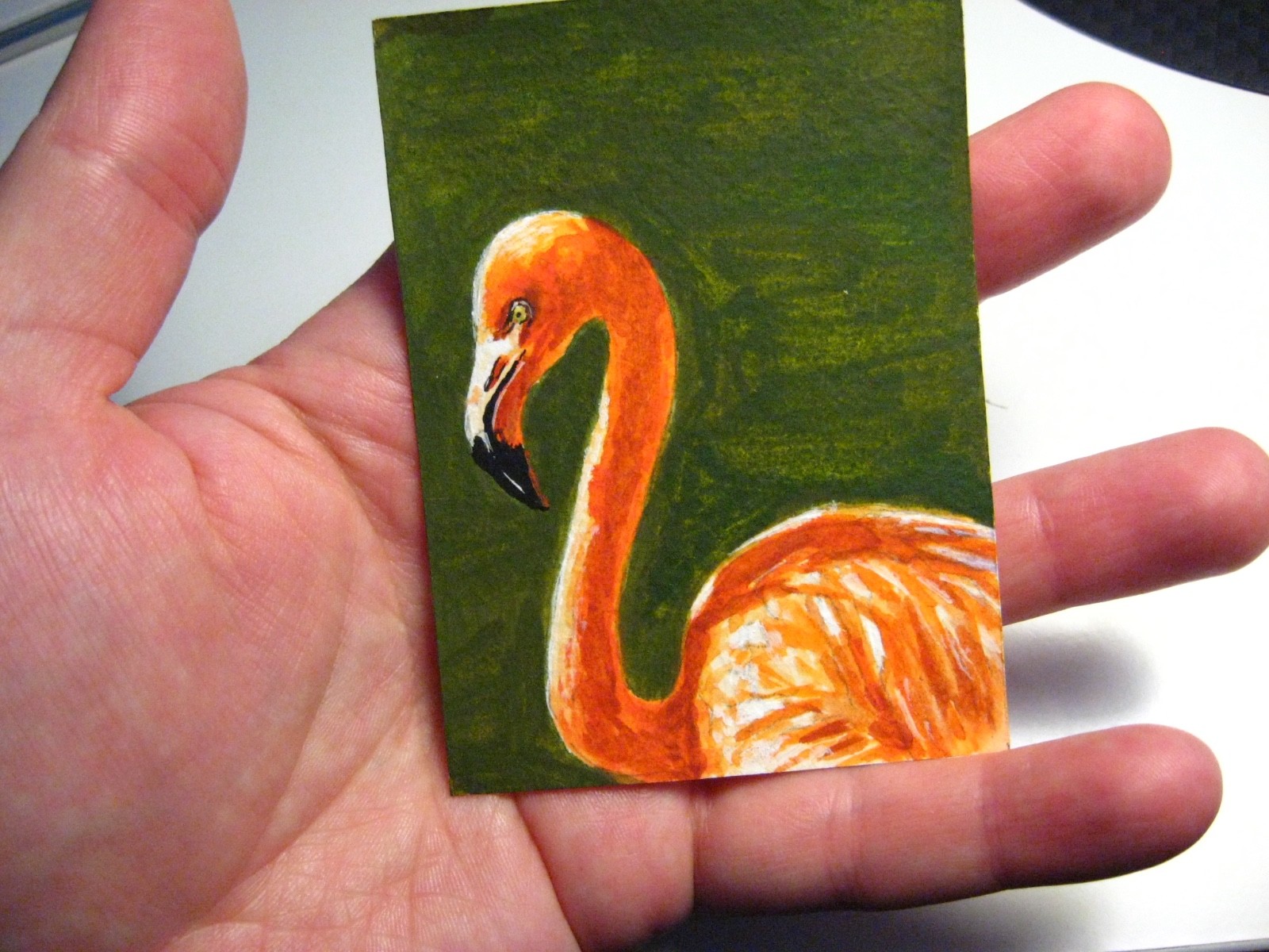 Watercolor Painting Flamingo Bird Nature Wildlife Animals ACEO Art