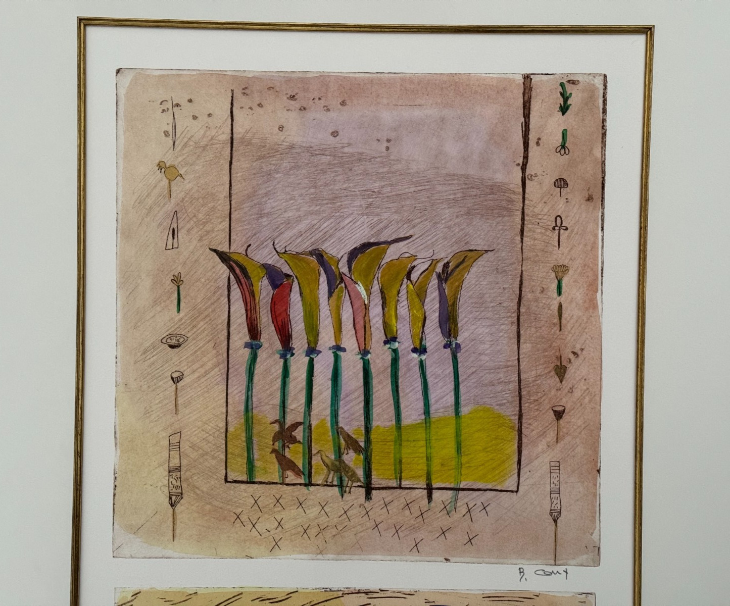 B.CONY SIGNED ORIGINAL ETCHING PAINTING ABSTRACT MODERN ART MODERNISM #1/1