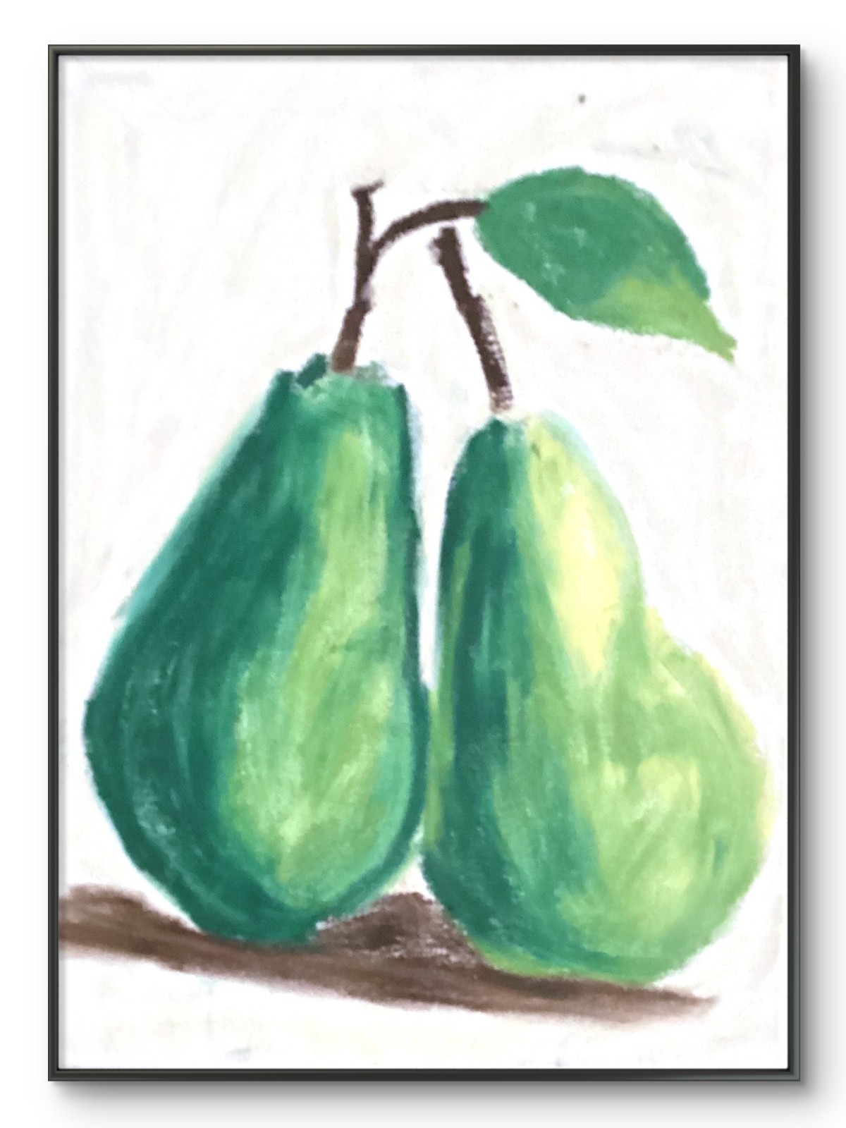 A Pair of Pears Doodle on Paper Bright Still Life Food Fruit Art Original 11×14
