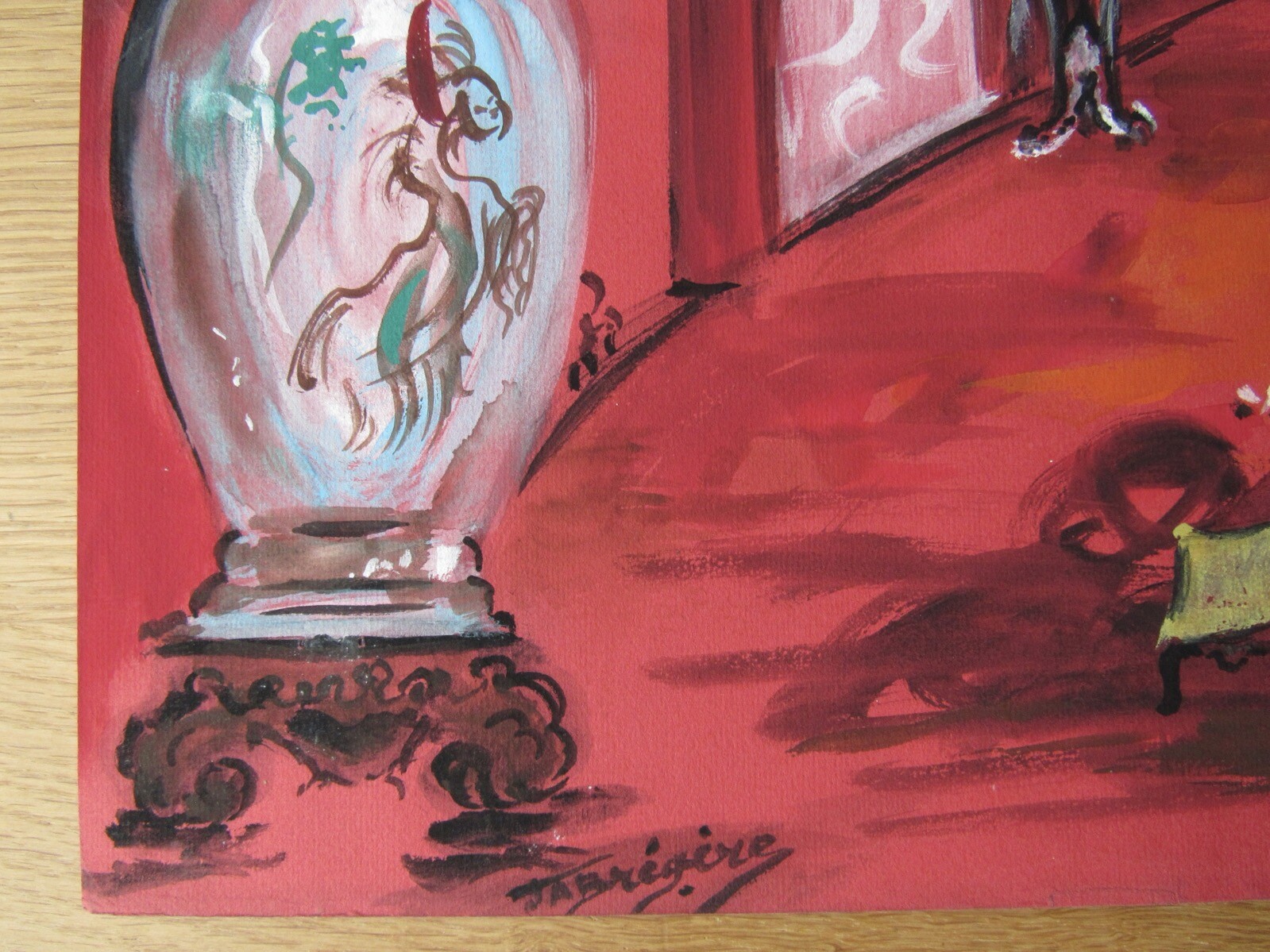 Opera Decor Gouache Drawing Signed by Jacques André Brégère set design painting